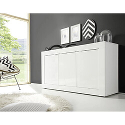 BESTMOBILIER Milo - Buffet bas - blanc - 3 portes - 160 cm