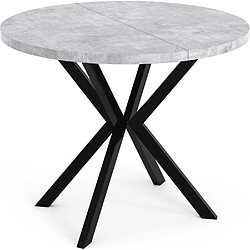 Wfl group Table à manger ronde extensible - Gris béton