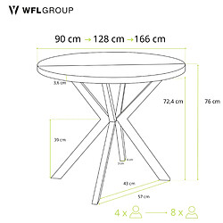 Avis Wfl group Table à manger ronde extensible - Blanc