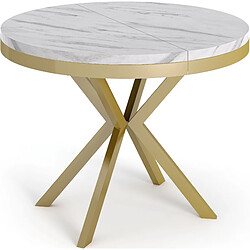 Wfl group table à manger ronde extensible - Marbre blanc