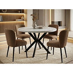 Wfl group Table à manger ronde extensible - Marbre blanc