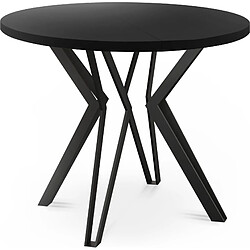 Wfl group Table à manger ronde extensible pliante - Noir