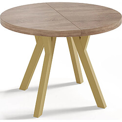 Wfl group Table à manger ronde extensible - Chêne Sonoma
