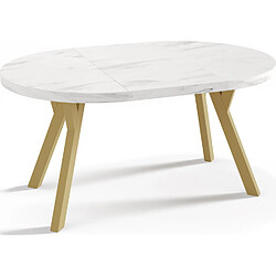 Acheter Wfl group Table à manger extensible - Marbre blanc