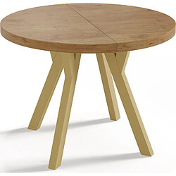 Wfl group Table à manger extensible ronde - Chêne Lancelot