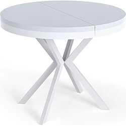 Wfl group Table à manger ronde extensible - Blanc