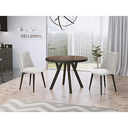 Wfl group Table à manger extensible ronde - Arvadonna châtaignier