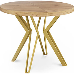 Wfl group Table à manger ronde extensible - Chêne craft