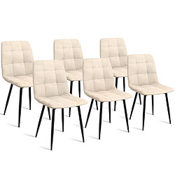 Idmarket Chaises MILA - Lot de 6 - Velours beige