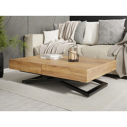 WFL GROUP Cavetta X - Table basse relevable extensible - Chêne Craft pas cher