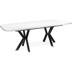 Acheter Wfl group Table à manger ovale extensible - Marbre blanc