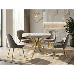 Wfl group table à manger ronde extensible - Marbre blanc