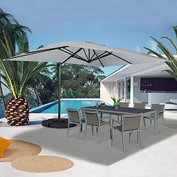 Idmarket market Parasol Déporté Rotatif CALVI Gris Clair 3x4 m
