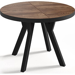 Wfl group Table à manger extensible ronde - Arvadonna châtaignier
