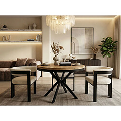 Wfl group Table à manger extensible ronde - Chêne/noir