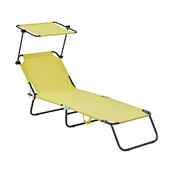 HABITAT ET JARDIN Lazy - Bain de soleil pliable avec pare-soleil - Jaune