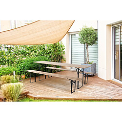 Habitat Et Jardin Table de jardin brasserie pliante avec 2 bancs Lisbonne - 176 x 46 x 75 cm - Marron
