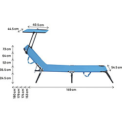 Acheter Habitat Et Jardin Lot de 2 bains de soleil pliable [ ]Lazy[ ] - Avec pare soleil - Bleu