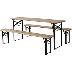 Habitat Et Jardin Table de jardin brasserie pliante avec 2 bancs Lisbonne - 176 x 46 x 75 cm - Marron