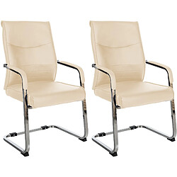 Decoshop26 Lot de 2 fauteuils de bureau - Crème