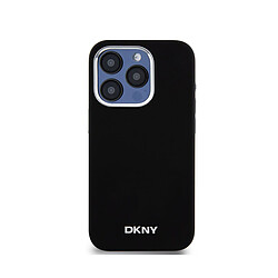 DKNY iPhone 15 Pro Liquid Silicone Silver Logo - Noir