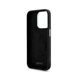 DKNY iPhone 15 Pro Liquid Silicone Silver Logo - Noir pas cher