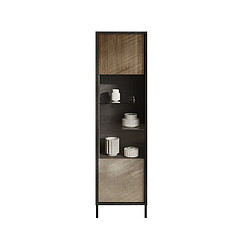 Bestmobilier Vitrine Jules 1 porte 55x203cm Gris/Bois