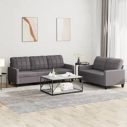 Zmh Ensemble de canapés droits 2 pièces - Gris Canapé droit 2 places - Similicuir gris - Style moderne - Avec coussins