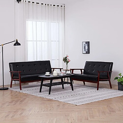 ZMH Ensemble de canapés 2 pcs Noir Similicuir Ensemble de canapés 2 et 3 places - Tissu similicuir - Structure bois massif - Confort plateau
