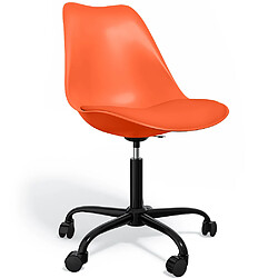 ICONIK INTERIOR Chaise de bureau avec roulettes - Chaise de bureau pivotante - Structure noire Tulip Orange
