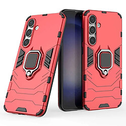 HTDmobiles - Samsung Galaxy S24 FE 5G Coque Anti Choc - Rouge Coque rigide avec support vidéo - Verre trempé inclus - Protection contre chocs et rayures