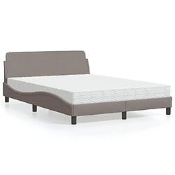 vidaXL Lit avec matelas taupe 140x200 cm tissu