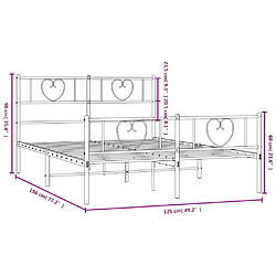 vidaXL Cadre de lit métal sans matelas et pied de lit blanc 120x190 cm pas cher