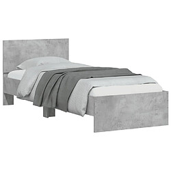 Acheter vidaXL Cadre de lit sans matelas avec tête de lit gris béton 90x190 cm