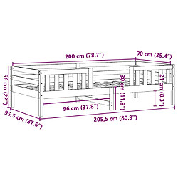 vidaXL Cadre de lit sans matelas blanc 90x200 cm bois de pin massif pas cher
