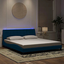 vidaXL Cadre de lit avec LED sans matelas Hanko bleu 180x200 cm velours