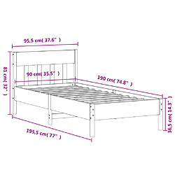 vidaXL Cadre de lit sans matelas 90x190 cm bois de pin massif pas cher