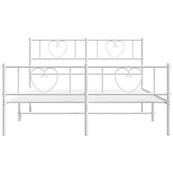Acheter vidaXL Cadre de lit métal sans matelas et pied de lit blanc 120x190 cm
