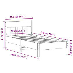 vidaXL Cadre de lit sans matelas 90x200 cm bois de pin massif pas cher