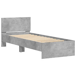 Avis vidaXL Cadre de lit sans matelas avec tête de lit gris béton 90x190 cm