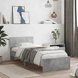 vidaXL Cadre de lit sans matelas avec tête de lit gris béton 90x190 cm