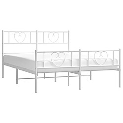 Avis vidaXL Cadre de lit métal sans matelas et pied de lit blanc 120x190 cm
