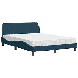 Avis vidaXL Lit avec matelas Dover bleu 140x200 cm velours
