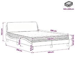 vidaXL Lit avec matelas Dover bleu 140x200 cm velours pas cher