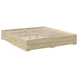 Avis vidaXL Cadre de lit avec tiroirs sans matelas chêne sonoma 180x200 cm