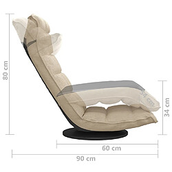 VidaXL Chaise Pivotante - Crème pas cher