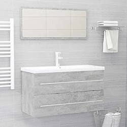 vidaXL Ensemble de meubles de salle de bain 2 pcs Gris béton Aggloméré