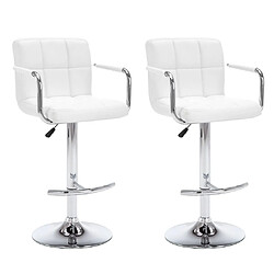 Zmh tabourets de bar lot de 2 - Blanc Tabourets de bar - Lot de 2 - Similicuir - Pivotants - Réglables en hauteur - Style moderne