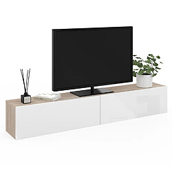 Idmarket MARKET ELIO Meuble TV 180 cm bois et blanc