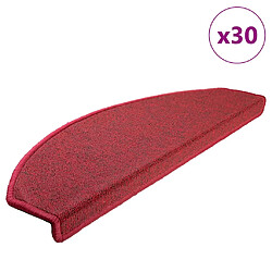 VIDAXL Tapis d'escalier - 65 x 24 x 4 cm Ensemble de 30 tapis - Couleur rouge bordeaux - Pliable et antidérapant